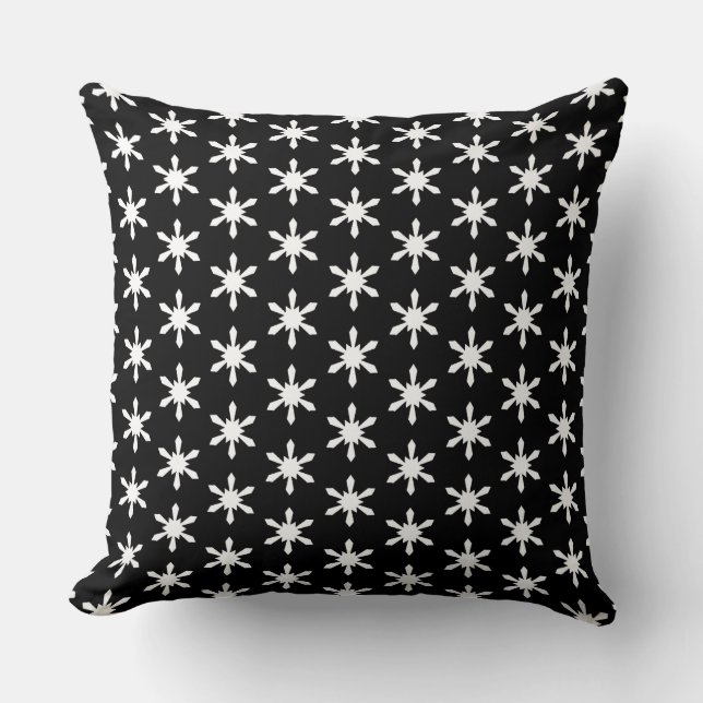 Black and White Star Pattern Throw Pillow (Front)