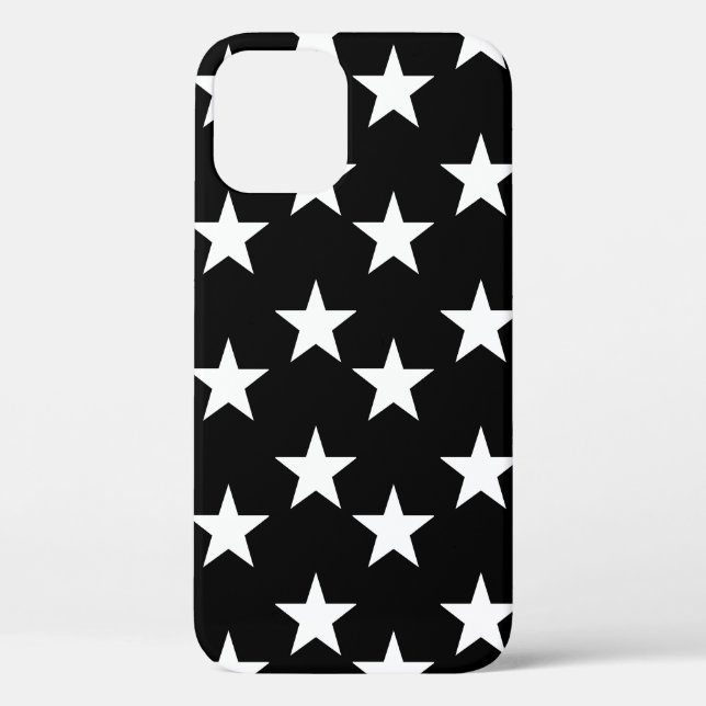 Black and White Star Print Phone Case (Back)