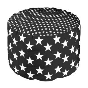 Black and White Star Print Pouf