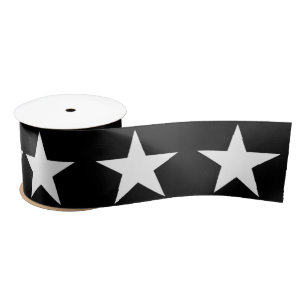 Black and White Star Satin Ribbon