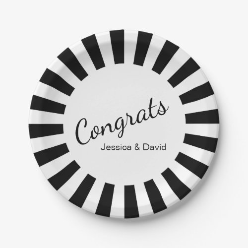 Black and White Starburst Stripes Any Occasion Paper Plates