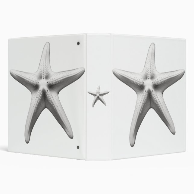 Black and White Starfish 3 Ring Binder (Background)