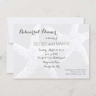 Black and White Starfish Beach Rehearsal Dinner Invitation