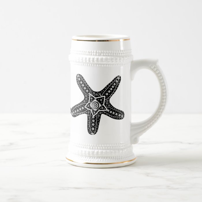 Black and white starfish coffee mugs