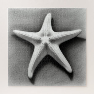 Black and White Starfish Jigsaw Puzzle