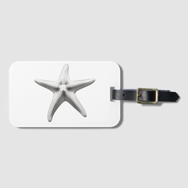 Black and White Starfish Luggage Tag (Front Horizontal)