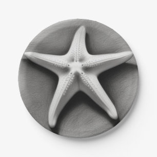 Black and White Starfish Paper Plates