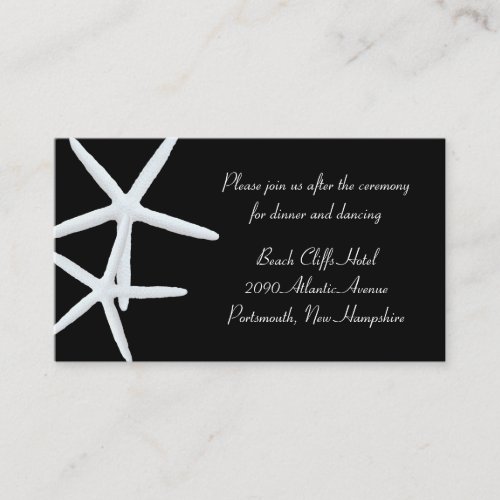 Black and White Starfish Reception Venue Enclosure Business Card Template