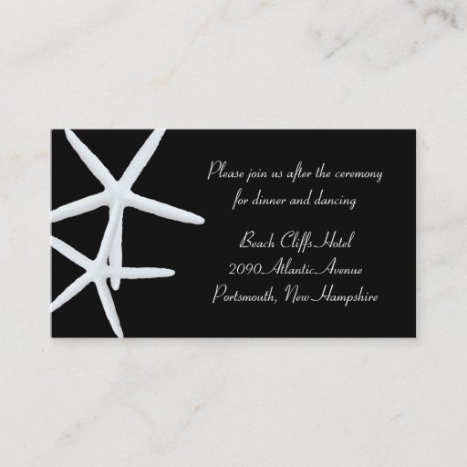 Customizable Black and White Starfish Reception Venue Enclosure Business Card Template