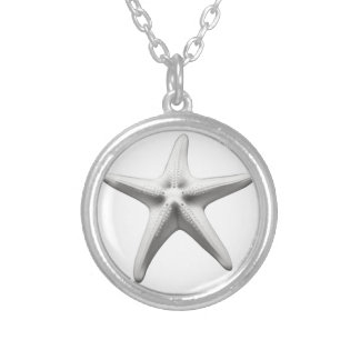 Black and White Starfish Silver Plated Necklace