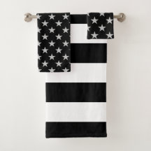 Black And White Stars And Stripes Towel Set