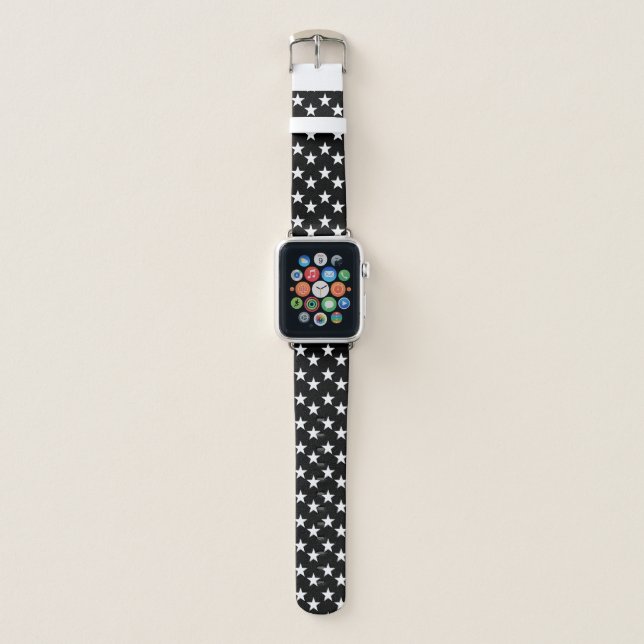 Black and White Stars Apple Watch Band (Front)