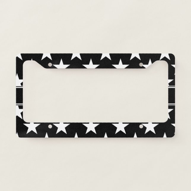 Black and White Stars License Plate Frame (Front)