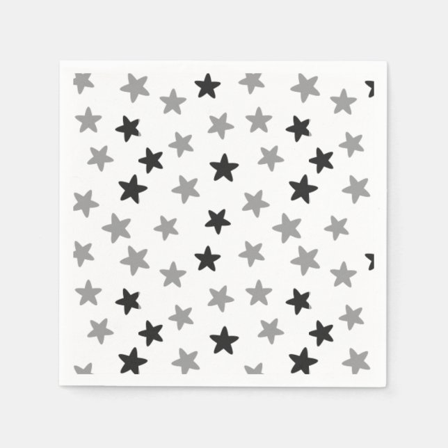 Black and White Stars Napkins (Front)