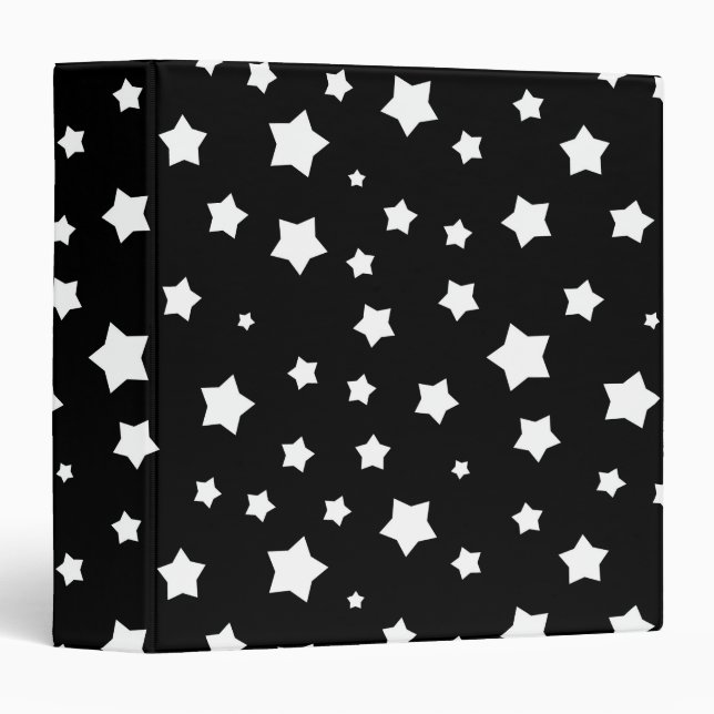 Black and white stars pattern 3 ring binder (Front/Spine)