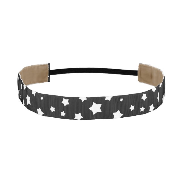 Black and white stars pattern athletic headband (Front)