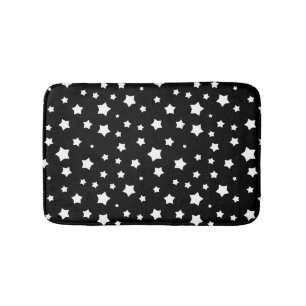 Black and white stars pattern bathroom mat