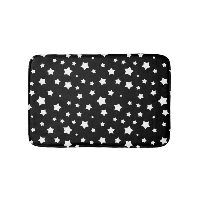 Black and white stars pattern bathroom mat (Front)