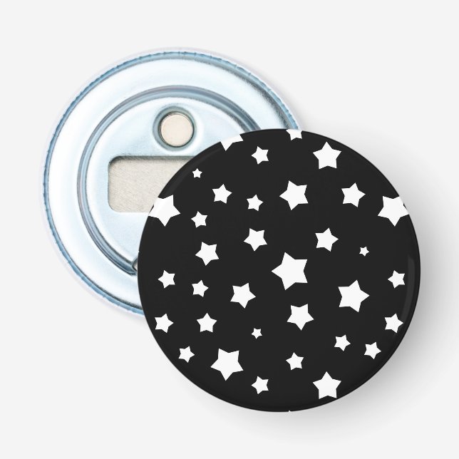 Black and white stars pattern bottle opener (Front)