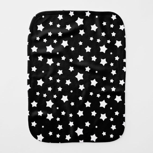 Black and white stars pattern burp cloth (Front)