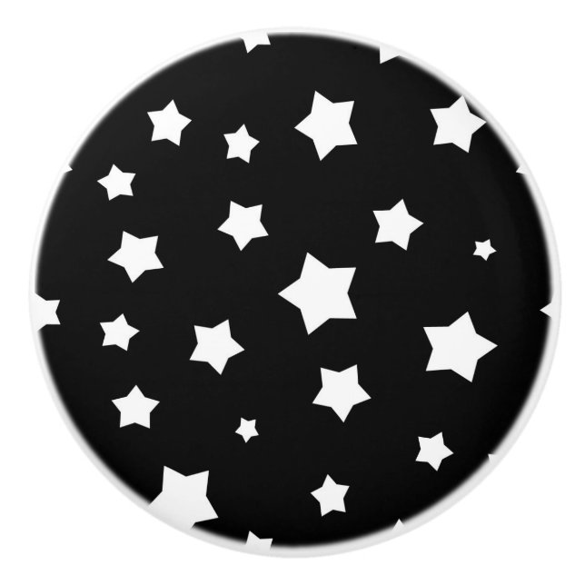 Black and white stars pattern ceramic knob (Front)