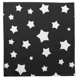Black and white stars pattern cloth napkin