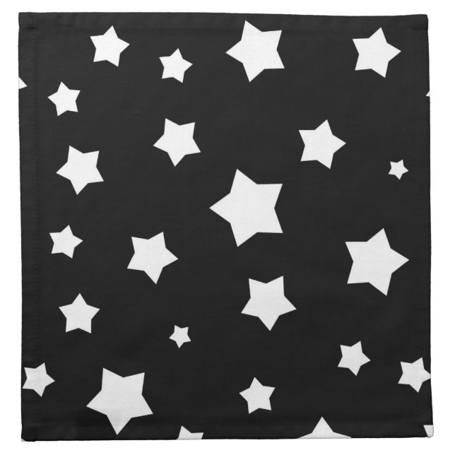 Black and white stars pattern cloth napkin (Front)