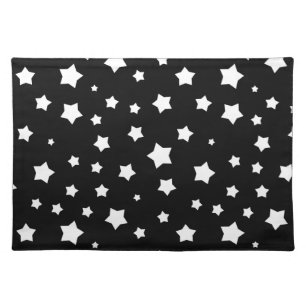 Black and white stars pattern cloth placemat