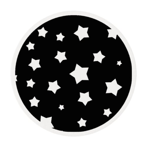 Black and white stars pattern edible frosting rounds