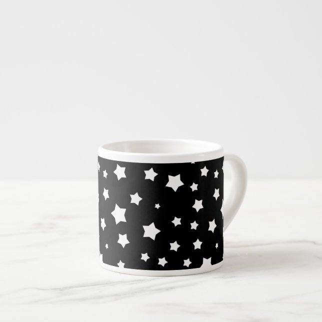 Black and white stars pattern espresso cup (Front Right)