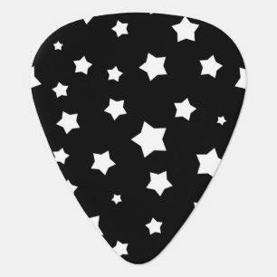 Black and white stars pattern guitar pick