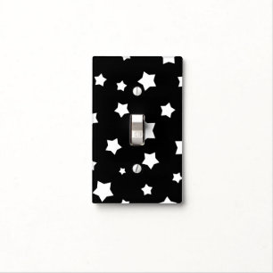 Black and white stars pattern light switch cover
