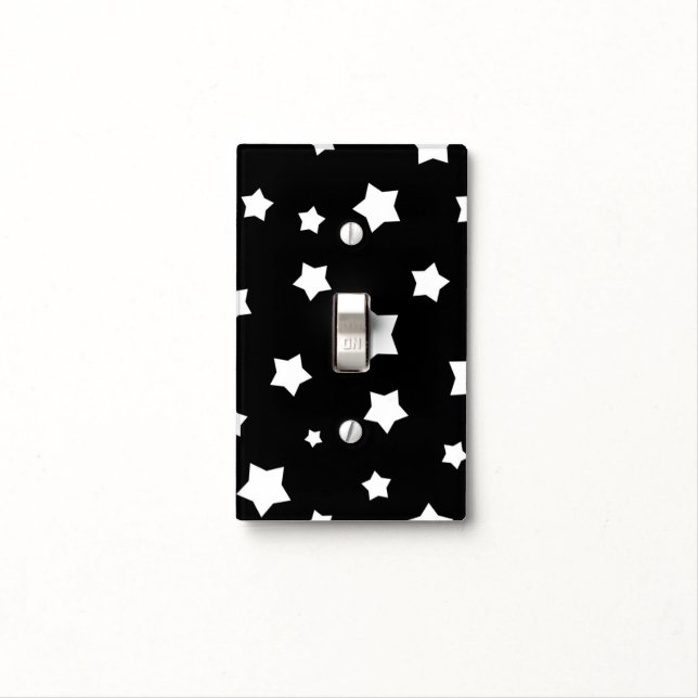 Black and white stars pattern light switch cover (In Situ)