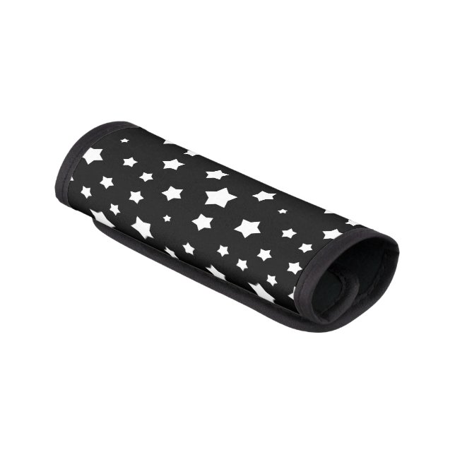 Black and white stars pattern luggage handle wrap (Angled)