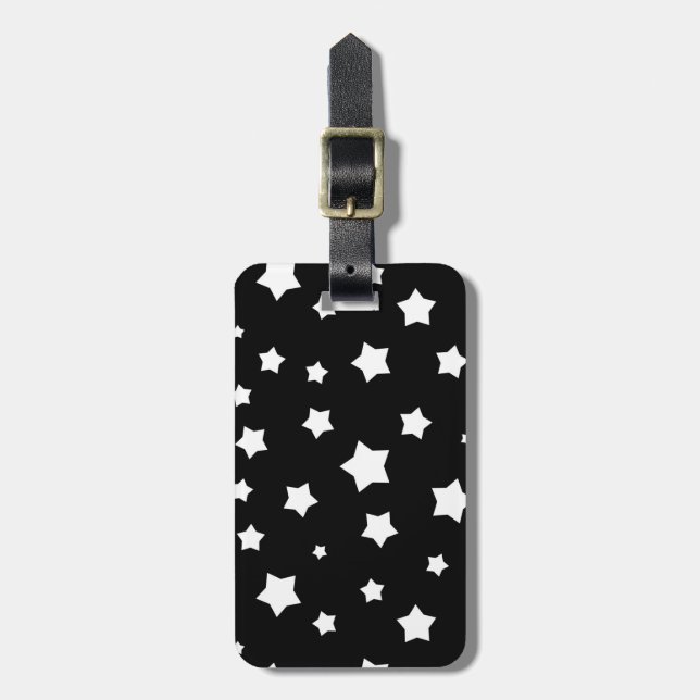Black and white stars pattern luggage tag (Front Vertical)