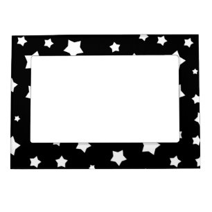 Black and white stars pattern magnetic photo frame