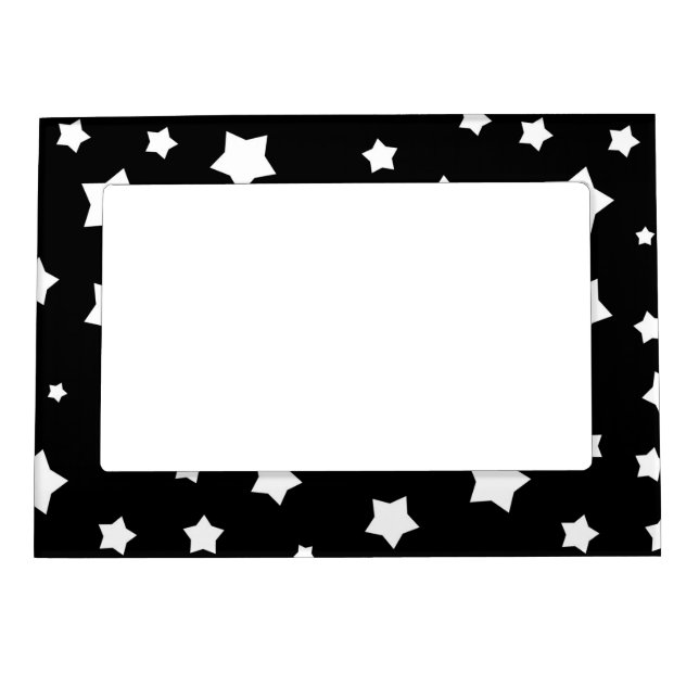 Black and white stars pattern magnetic photo frame (Front)