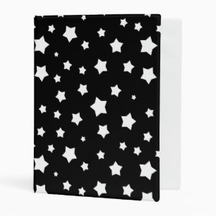 Black and white stars pattern mini binder