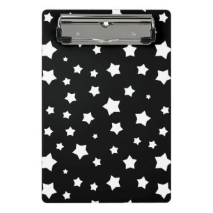 Black and white stars pattern mini clipboard