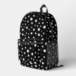 Black and white stars pattern printed backpack