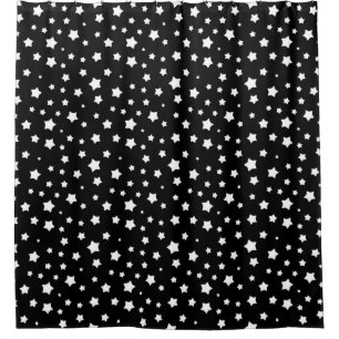 Black and white stars pattern shower curtain