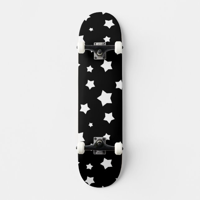 Black and white stars pattern skateboard deck (Front)
