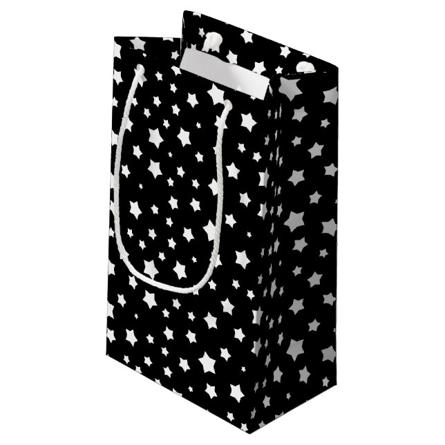 Black and white stars pattern small gift bag (Back Angled)