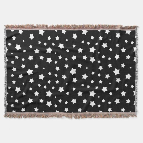 Black and white stars pattern throw blanket