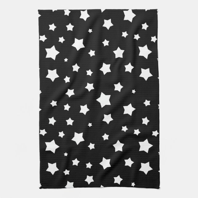 Black and white stars pattern towel (Vertical)