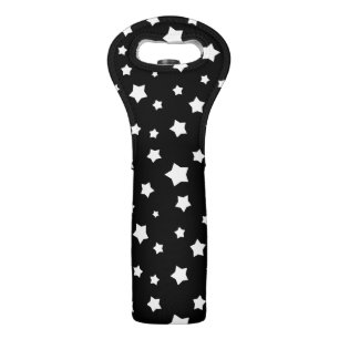 Black and white stars pattern wine bag