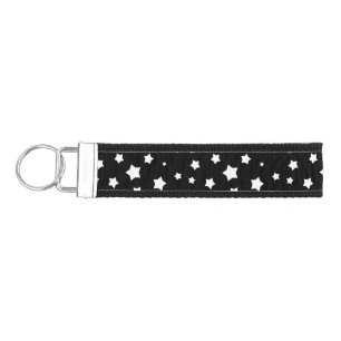 Black and white stars pattern wrist keychain