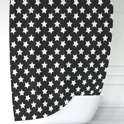 Black And White Stars Shower Curtain