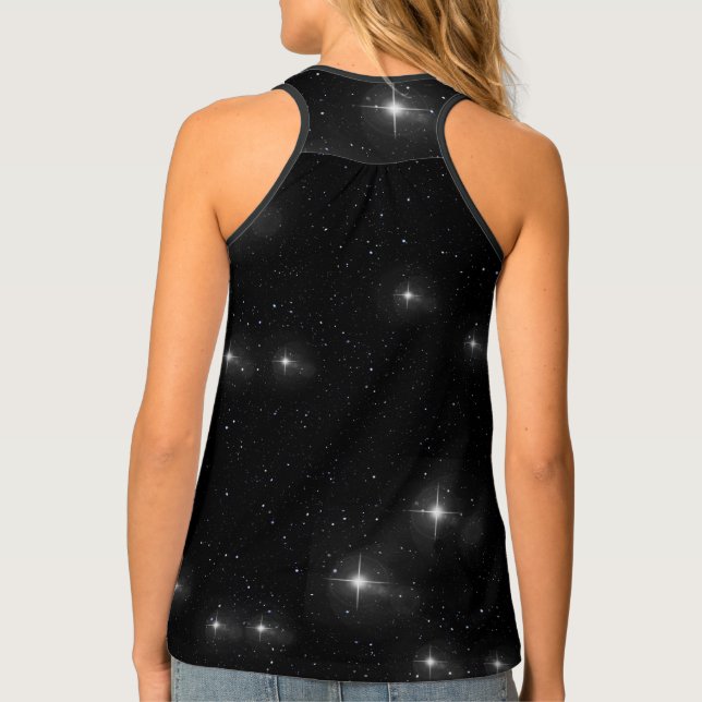 Black and White Stars Starry Night Galaxy Universe Tank Top (Back)