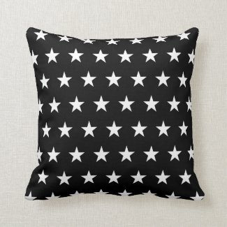 Black and White Stars Throw Pillow